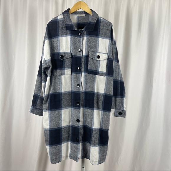 Kirundo XXL 2X Plaid Longline Shacket Buffalo Check Sweater Pockets Camp Cabin - Picture 1 of 7